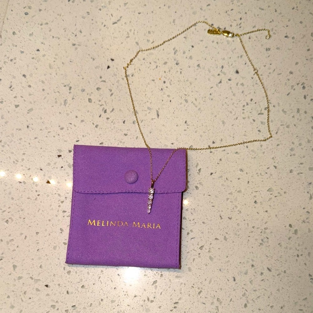 Melinda Maria Gold Necklace with diamond looking pendant
